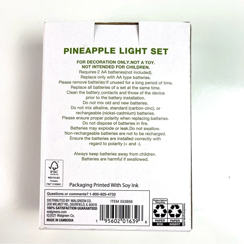 Garden Party Pineapple LED String Light Set 5.5 feet Indoor Decorative Light New